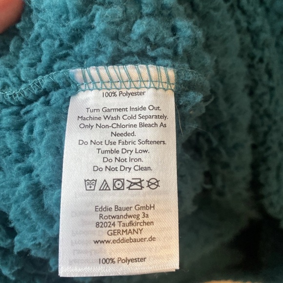 Eddie Bauer Women’s Teal Cowl Neck Plush Teddy Fleece Pullover, size M - Picture 8 of 13